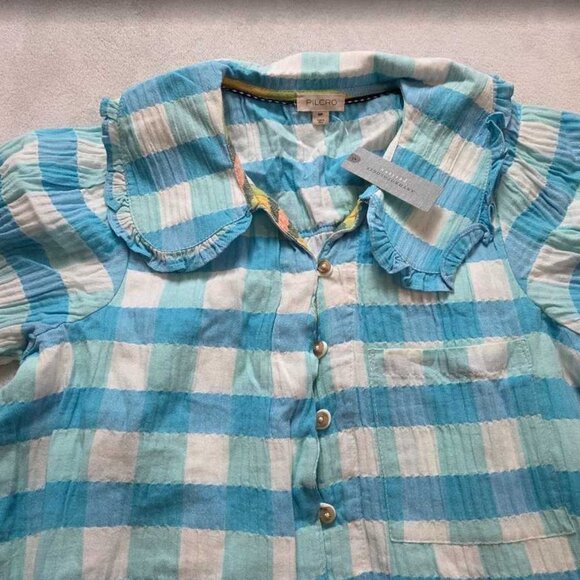 New MP Anthropologie Pilcro The Keira collared button-front mini plaid dress - Picture 5 of 11